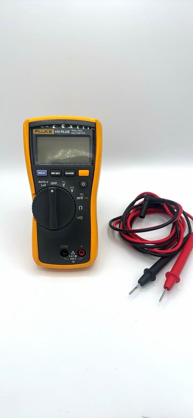 Fluke 110 Plus True RMS Auto-Ranging DMM Backlight CAT III 600V Test Leads